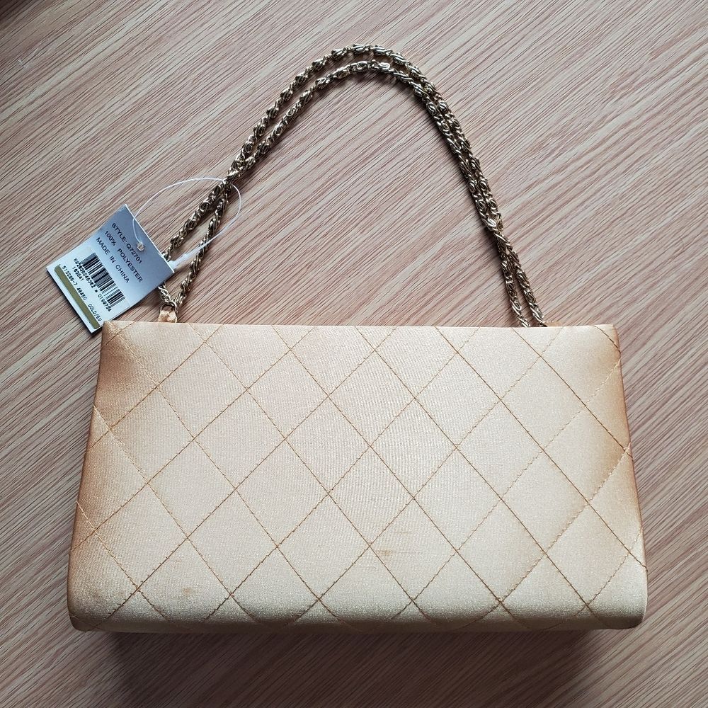 Bijoux Terner‎ gold chain handle evening handbag clutch